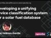 Developing a unifying device classification system for a solar fuel database